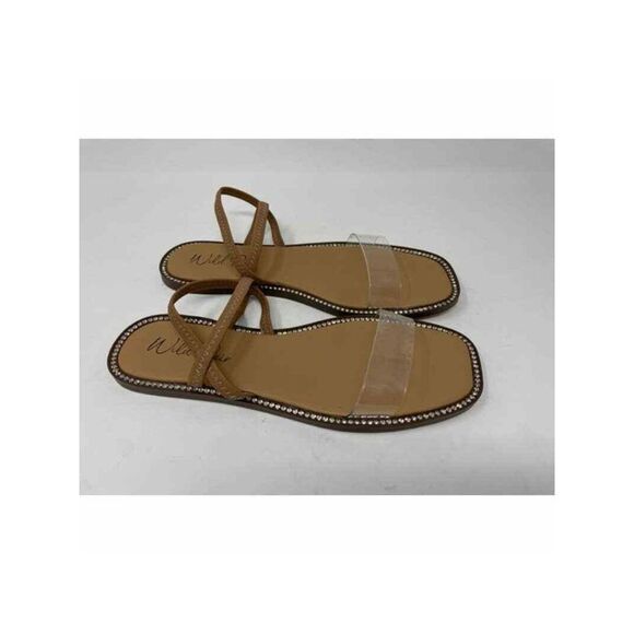 WILD PAIR Womens Beige Stretch Celest Square Toe Slip On Slingback Sandal 6 M - Picture 1 of 1
